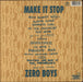 Zero Boys Make It Stop + Insert German vinyl LP album (LP record) 718750167217