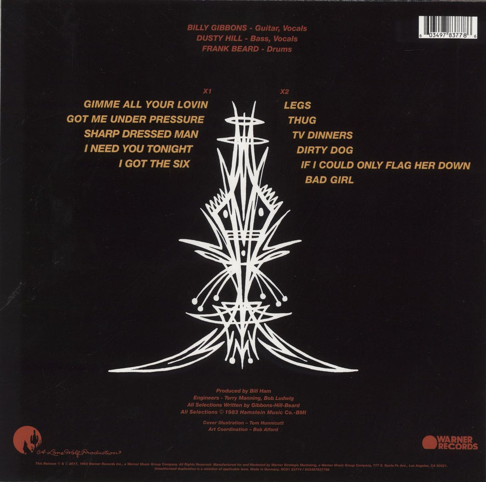 ZZ Top Eliminator - Gold Vinyl 40th Anniversary UK vinyl LP album (LP record) 603497837786