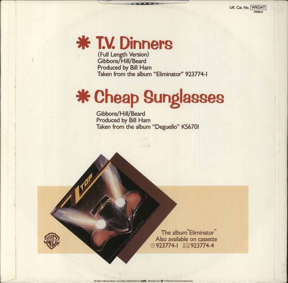 ZZ Top T.V. Dinners (Full Length Version) UK 12" vinyl single (12 inch record / Maxi-single)