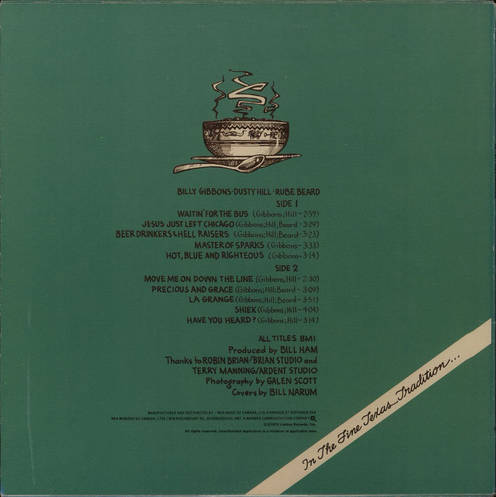 ZZ Top Tres Hombres US vinyl LP album (LP record)