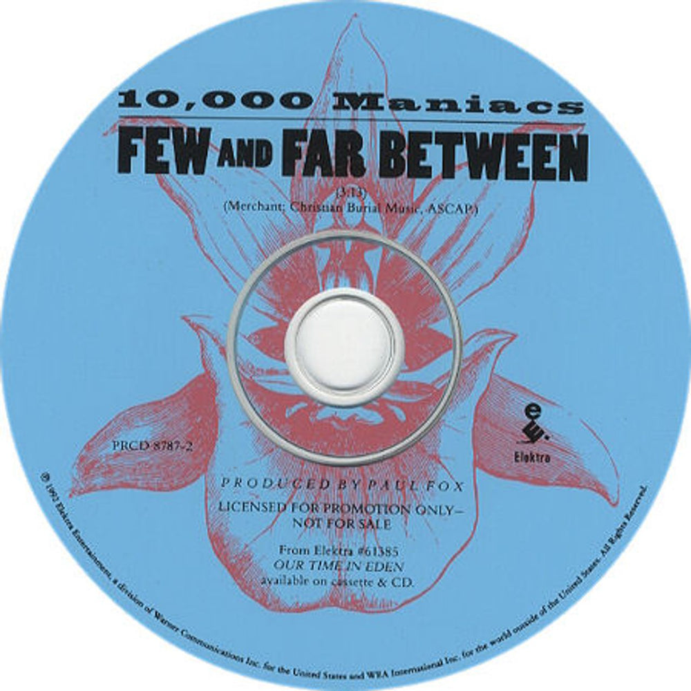 10,000 Maniacs Few And Far Between US Promo CD single (CD5 / 5") PRCD8787-2