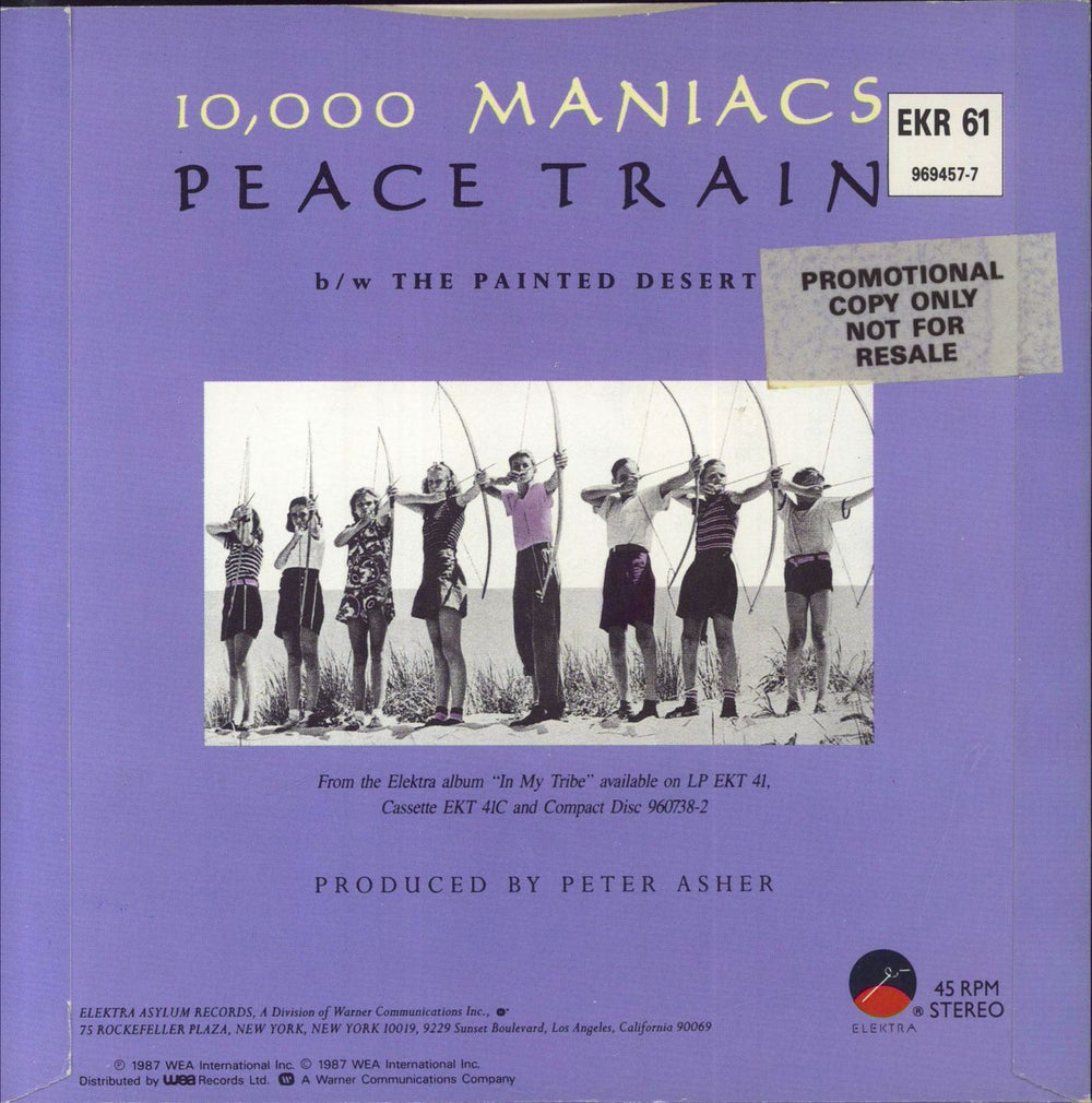 10,000 Maniacs Peace Train - Promo stickered UK 7" vinyl single (7 inch record / 45)