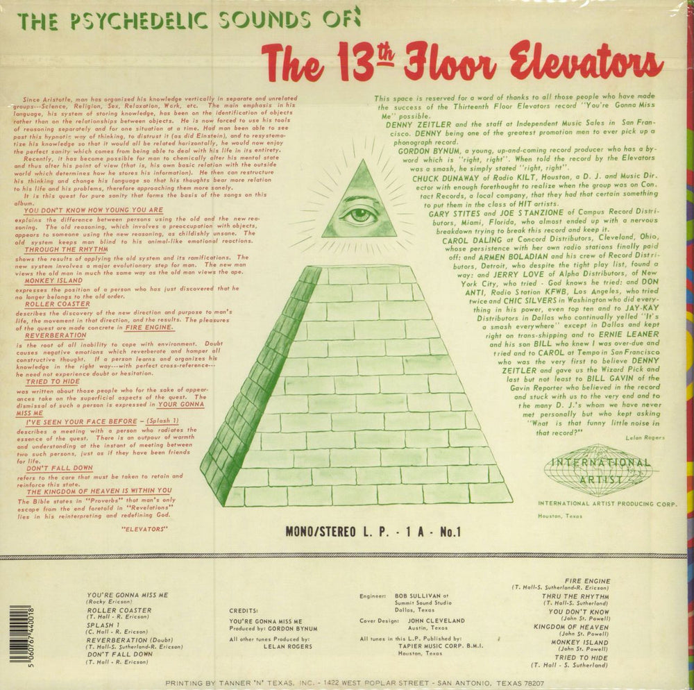13th Floor Elevators The Psychedelic Sounds Of The 13th Floor Elevators - Green & Red Vinyl US 2-LP vinyl record set (Double LP Album) 5060767440018