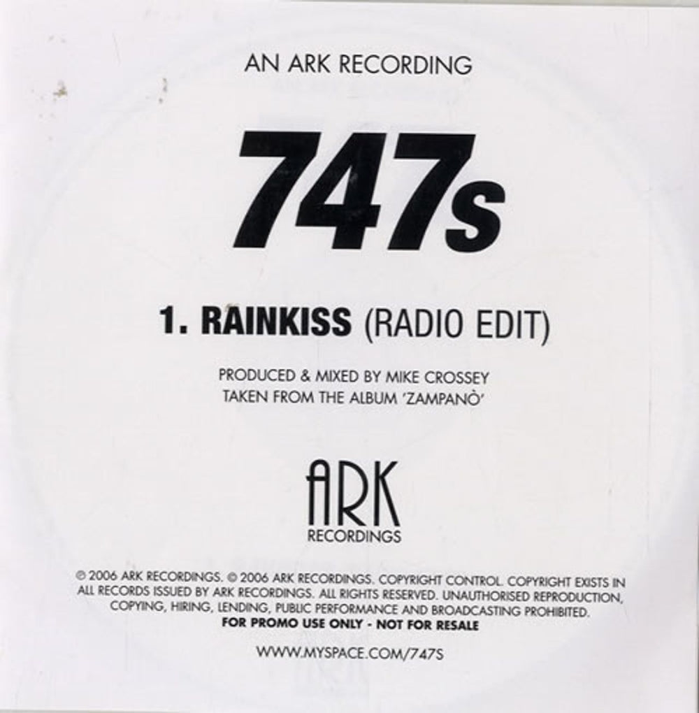 747s Rainkiss UK Promo CD-R acetate CD-R ACETATE