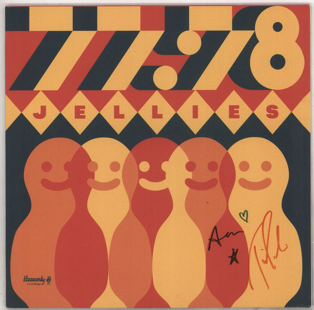 77:78 Jellies - Orange Vinyl + Autographed Sleeve UK vinyl LP album (LP record) HVNLP144