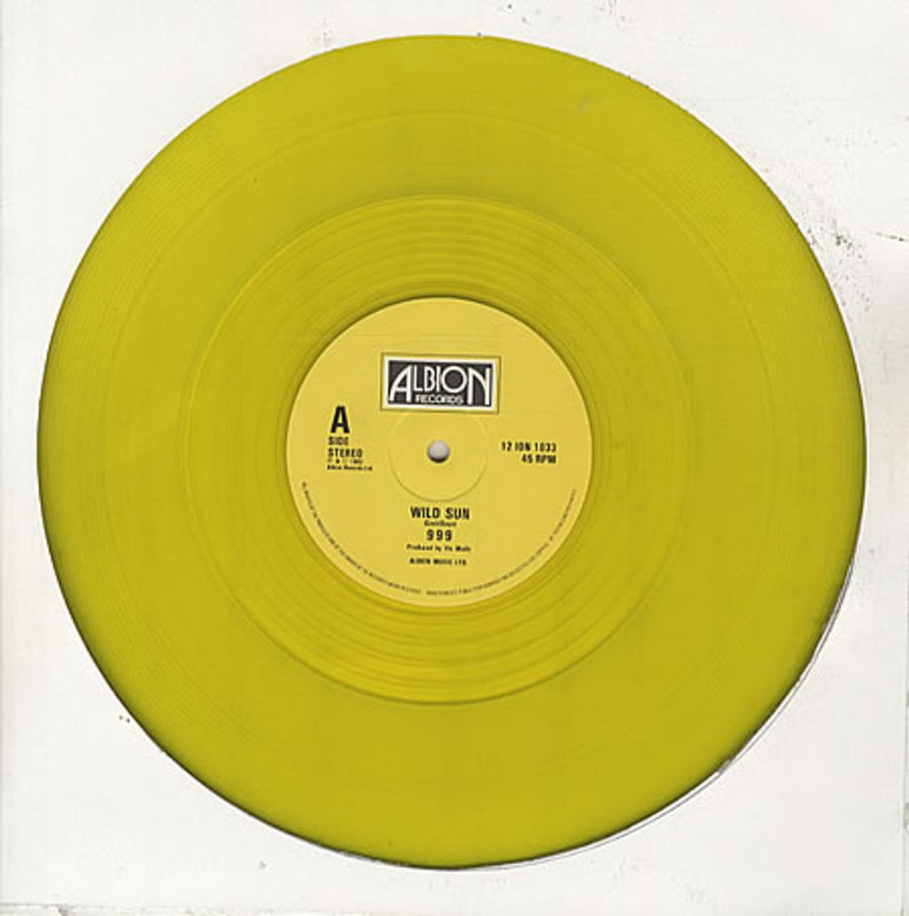 999 Wild Sun - Yellow vinyl UK 12" vinyl single (12 inch record / Maxi-single) 99912WI337111