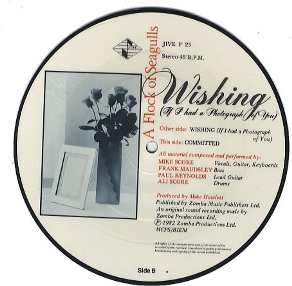 A Flock Of Seagulls Wishing [If I Had A Photograph Of You] UK 7" vinyl picture disc (7 inch picture disc single) FLK7PWI186904