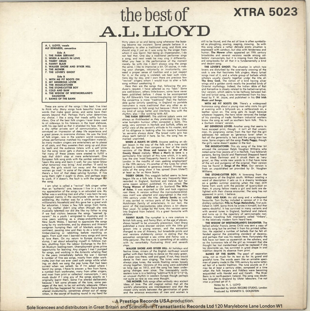 A.L. Lloyd The Best Of UK vinyl LP album (LP record)