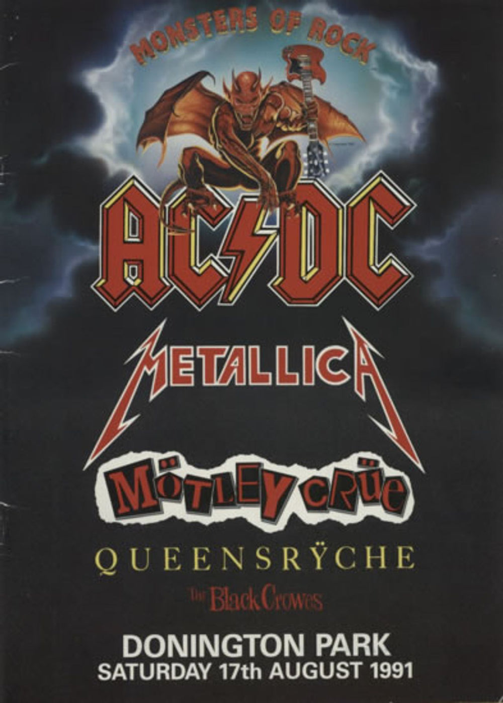 AC/DC Monsters Of Rock 1991 UK tour programme TOUR PROGRAMME