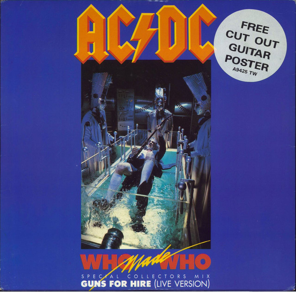 AC/DC Who Made Who - Hype Stickered + Poster UK 12" vinyl single (12 inch record / Maxi-single) A9425T