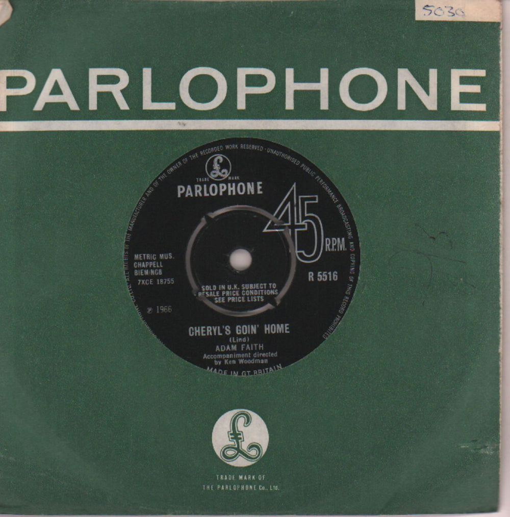 Adam Faith Cheryl's Goin' Home UK 7" vinyl single (7 inch record / 45) R5516