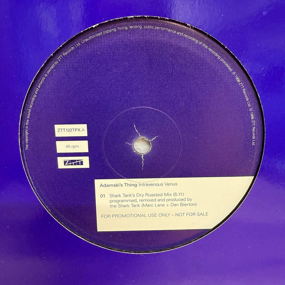 Adamski Intravenous Venus - Club Mixes UK Promo 10" vinyl single (10 inch record) ZTT122TPX