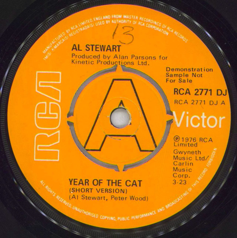 Al Stewart Year Of The Cat UK 7" vinyl single (7 inch record / 45) RCA2771DJ