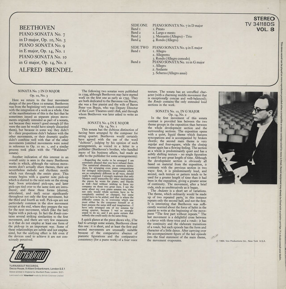 Alfred Brendel Beethoven: Piano Sonatas No. 7, 9, & 10 UK vinyl LP album (LP record)