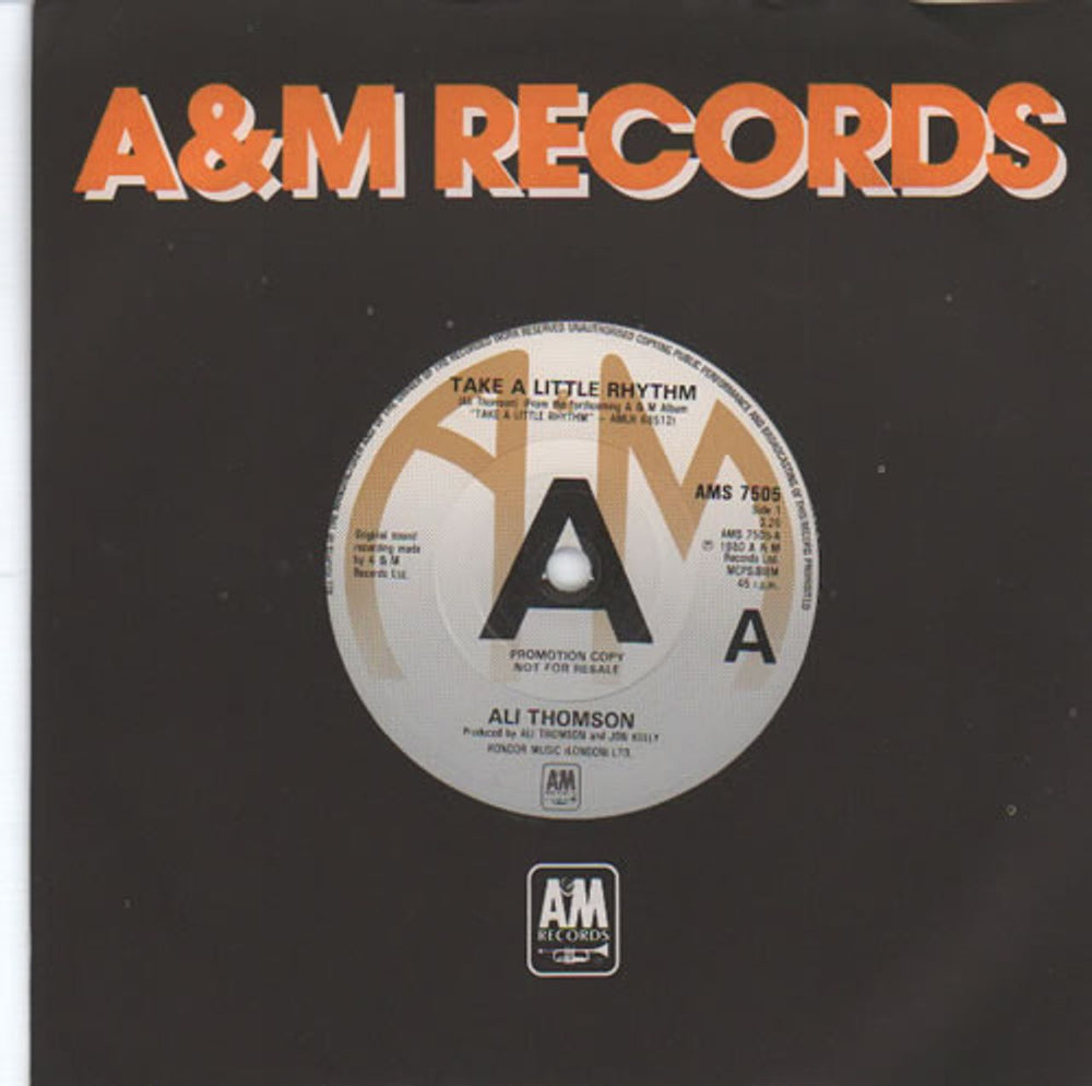 Ali Thomson Take A Little Rhythm - A-Label UK Promo 7" vinyl single (7 inch record / 45) AMS7505