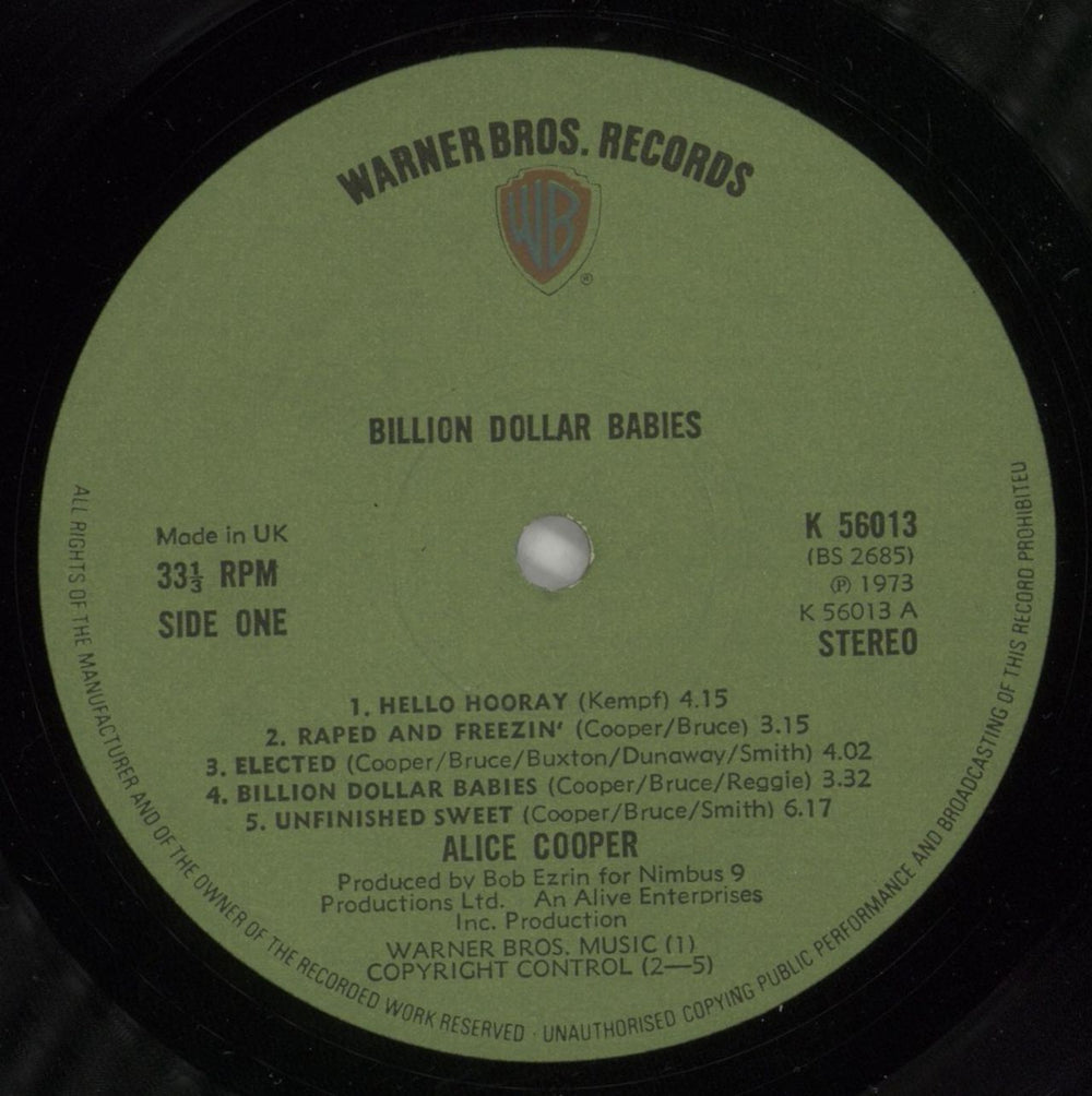 Alice Cooper Billion Dollar Babies - 1st - Complete - EX UK vinyl LP album (LP record) COOLPBI573347