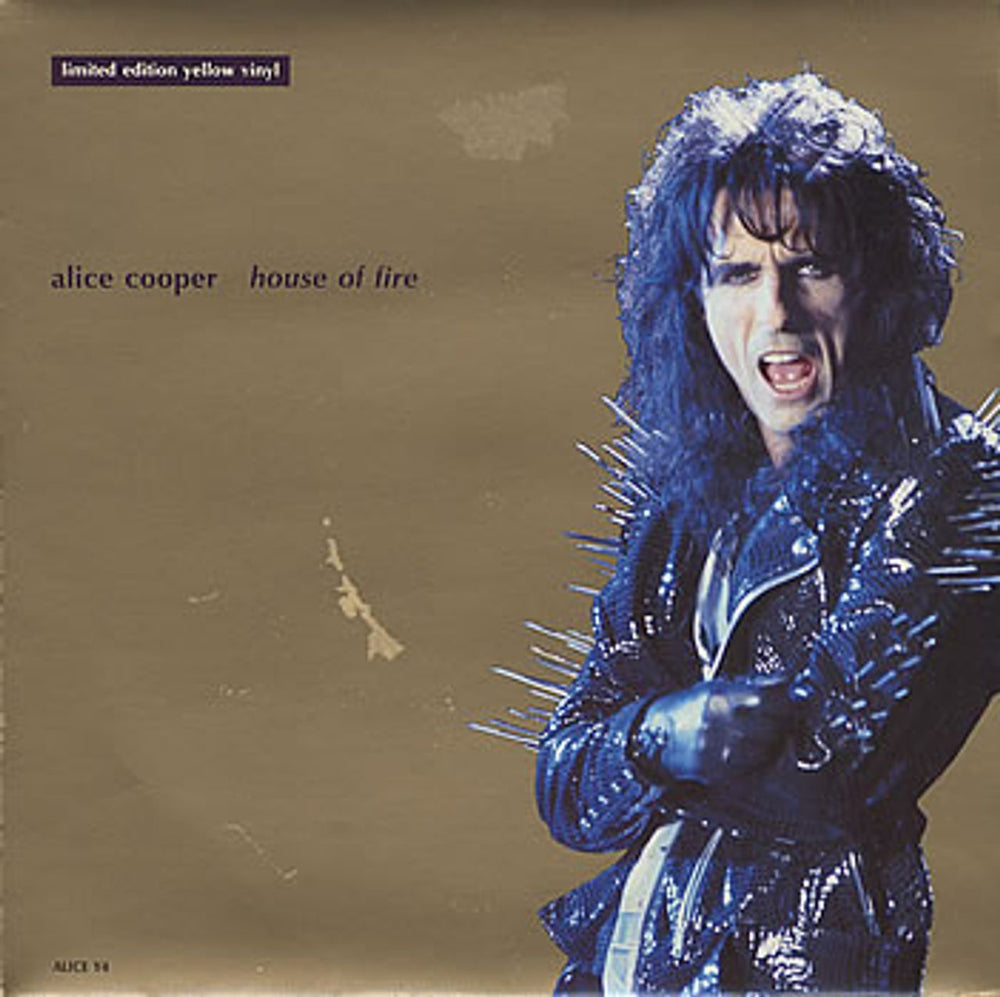 Alice Cooper House Of Fire - Yellow vinyl UK 7" vinyl single (7 inch record / 45) ALICEY4