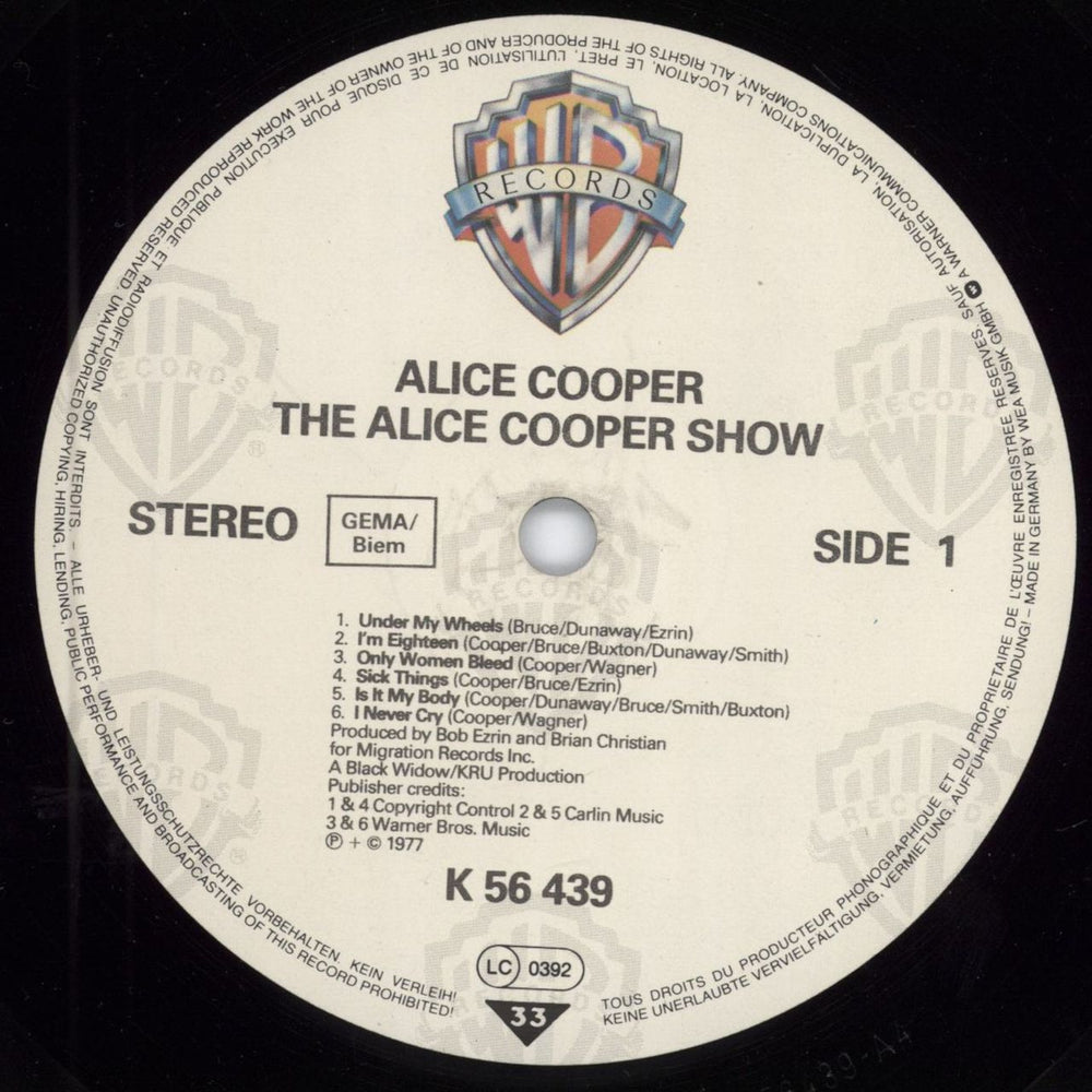 Alice Cooper The Alice Cooper Show - White WB label no Lines German vinyl LP album (LP record) COOLPTH784491