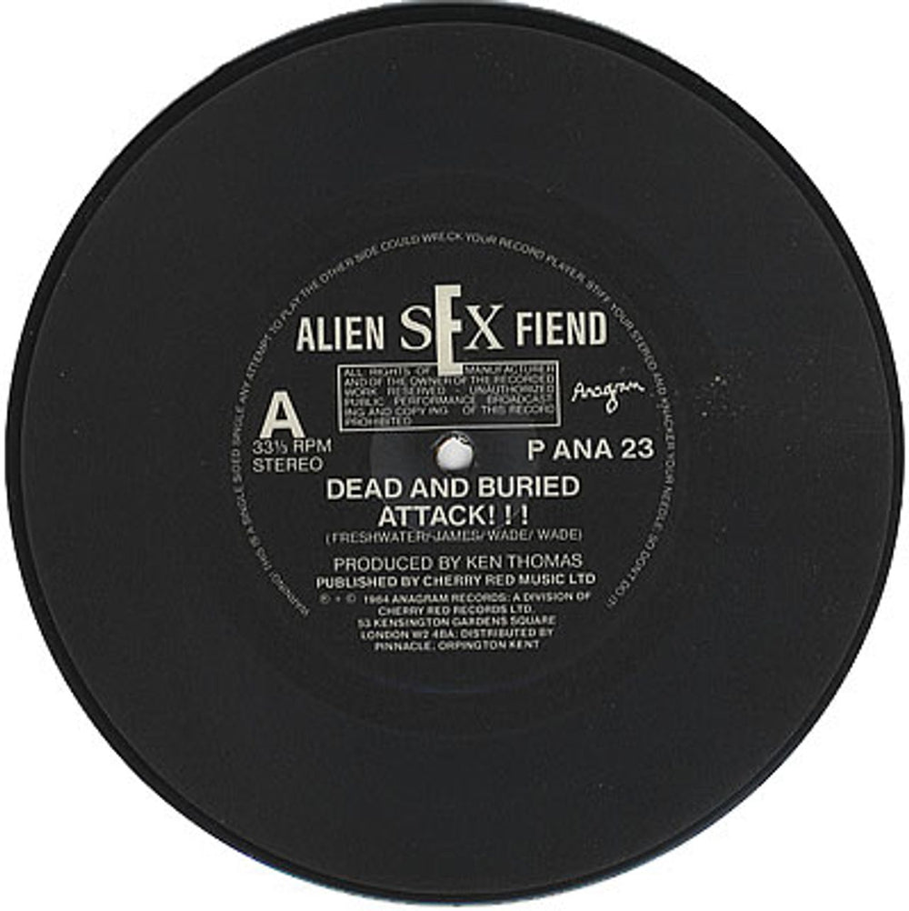 Alien Sex Fiend Dead And Buried UK 7" vinyl picture disc (7 inch picture disc single) ASF7PDE378557