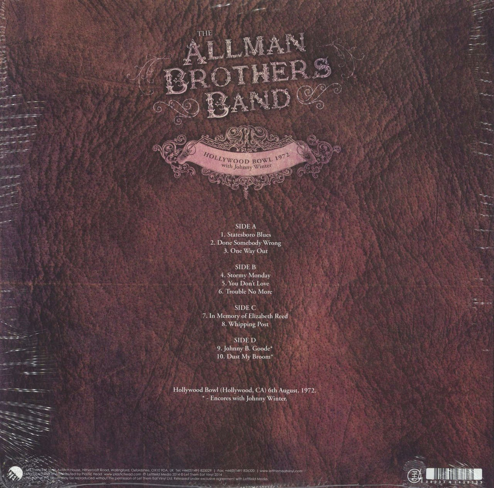 Allman Brothers Band Hollywood Bowl 1972 - 180gm - Sealed UK 2-LP vinyl record set (Double LP Album) 0803341438323