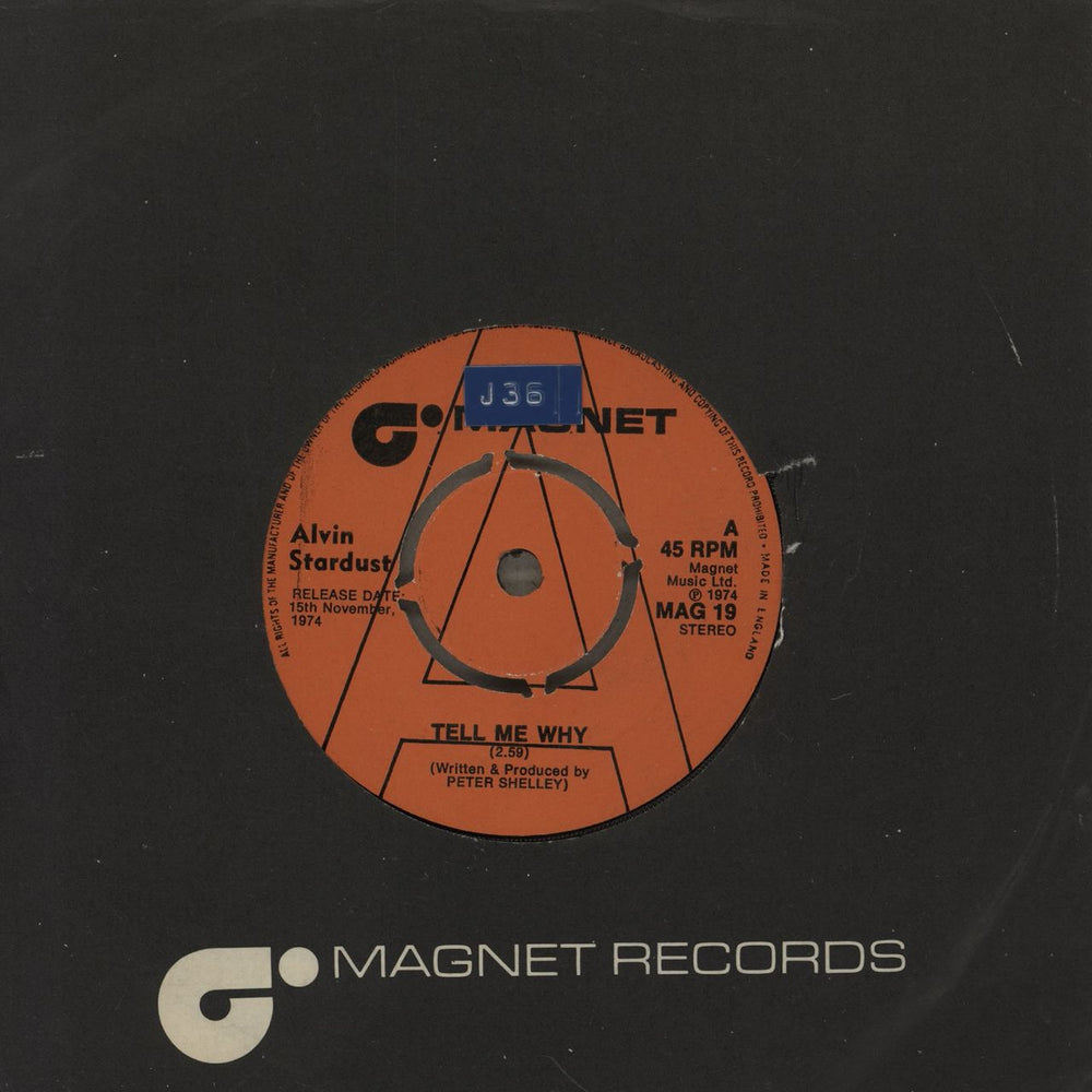 Alvin Stardust Tell Me Why - A Label UK 7" vinyl single (7 inch record / 45) MAG19