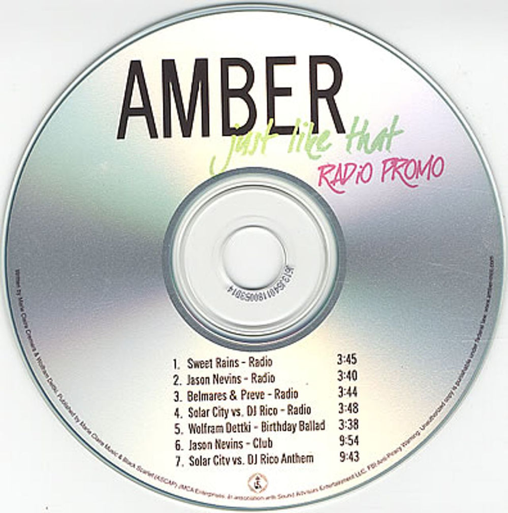 Amber Just Like That US Promo CD-R acetate CD-R ACETATE