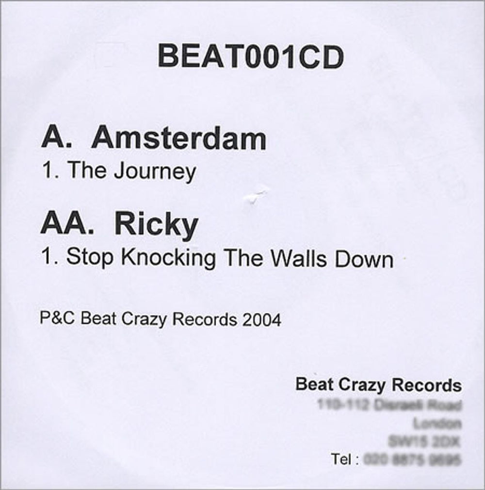 Amsterdam The Journey UK Promo CD-R acetate CD-R ACETATE