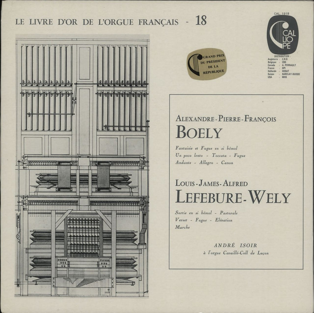 André Isoir Boely: Pièces Choises / Lefebure-Wely: Pièces Choises French vinyl LP album (LP record) CAL1918