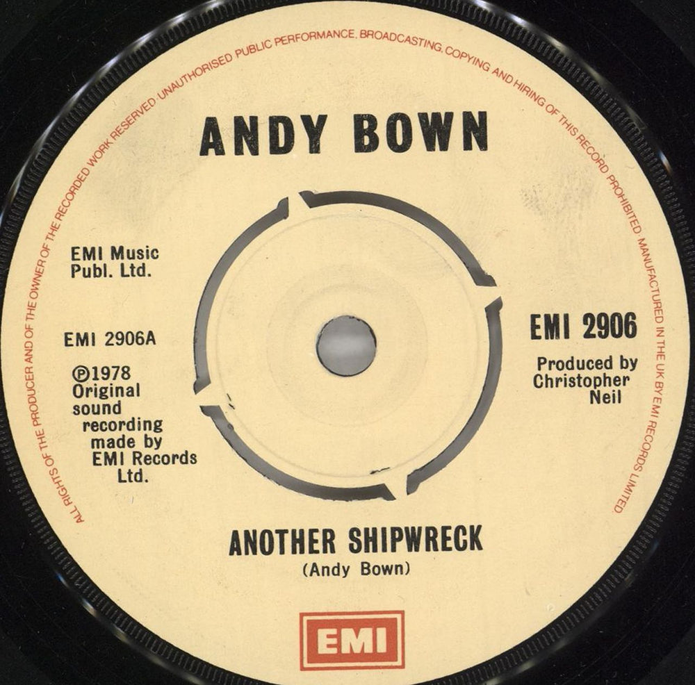 Andy Bown Another Shipwreck UK 7" vinyl single (7 inch record / 45) EMI2906