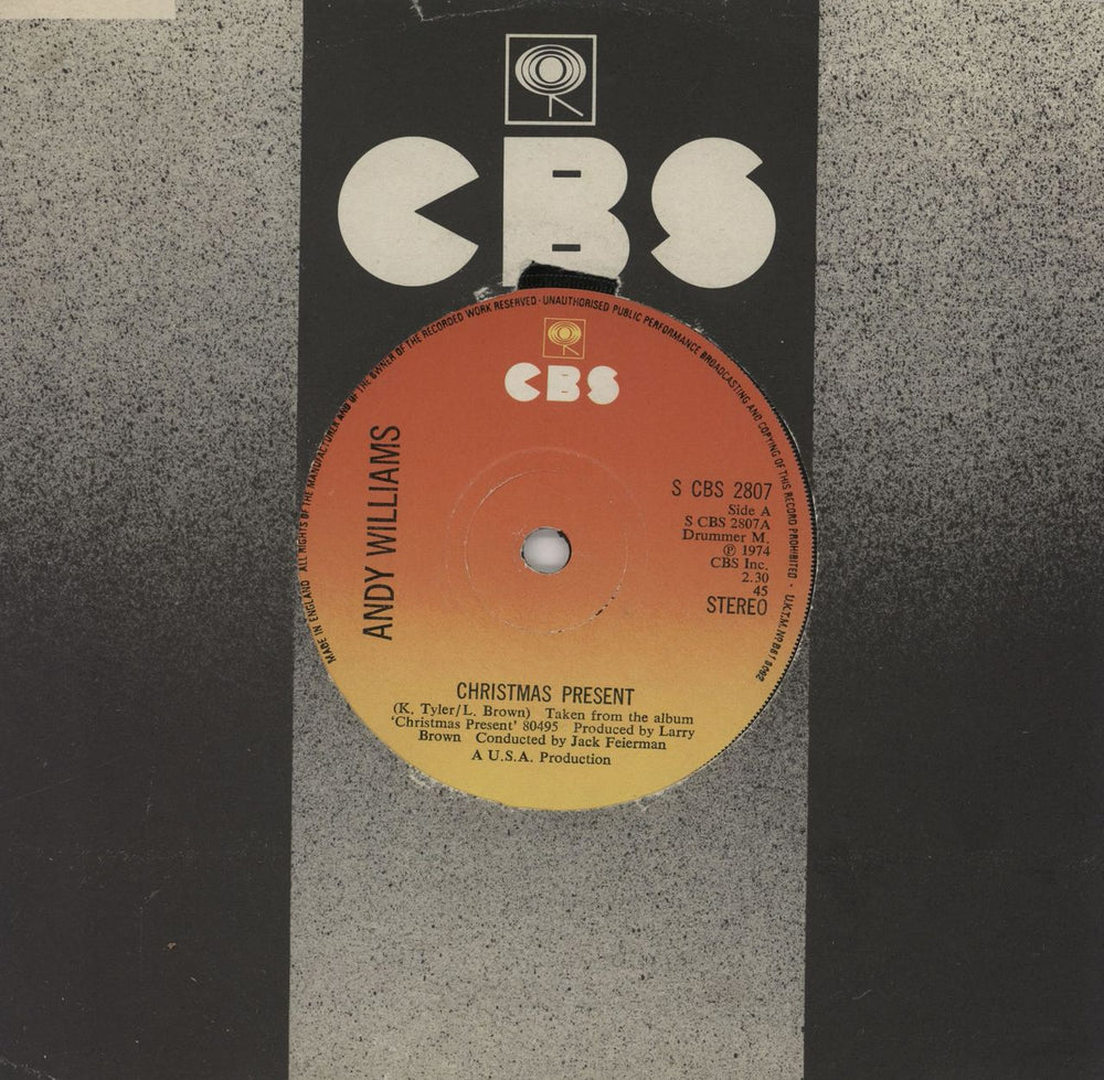 Andy Williams Christmas Present UK 7" vinyl single (7 inch record / 45) SCBS2807