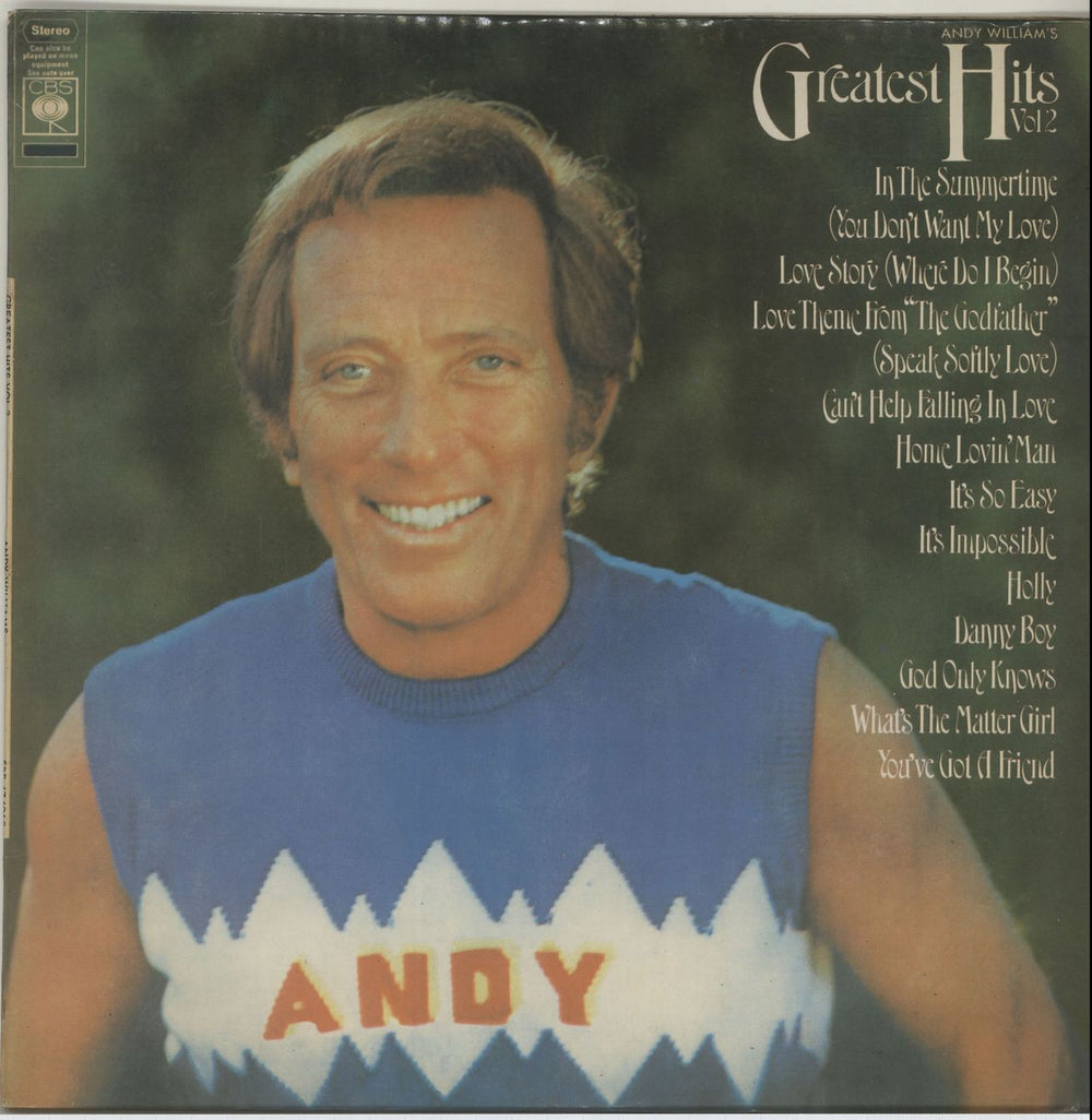 Andy Williams Greatest Hits Volume 2 New Zealand vinyl LP album (LP record) SBP474068