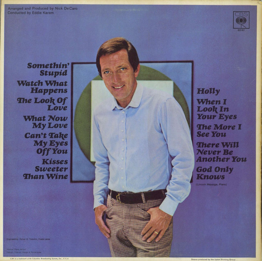 Andy Williams Love, Andy UK vinyl LP album (LP record)