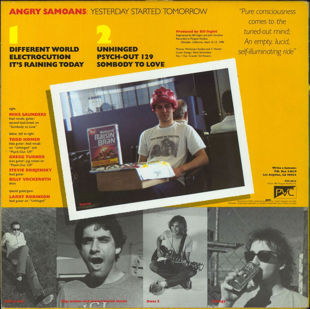 Angry Samoans Yesterday Started Tomorrow US vinyl LP album (LP record)
