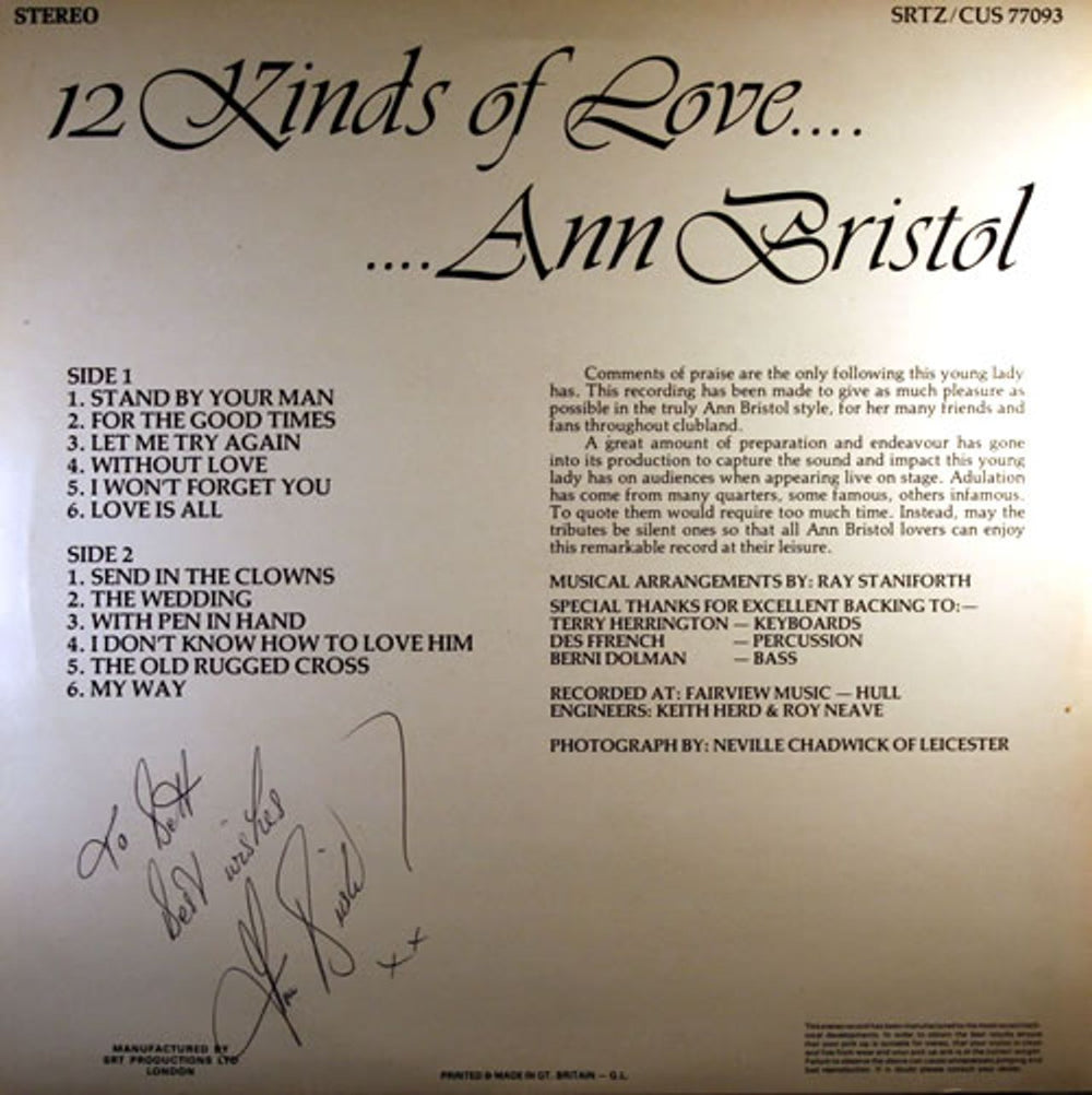 Ann Bristol 12 Kinds Of Love - Autographed UK vinyl LP album (LP record) A5NLPKI550786