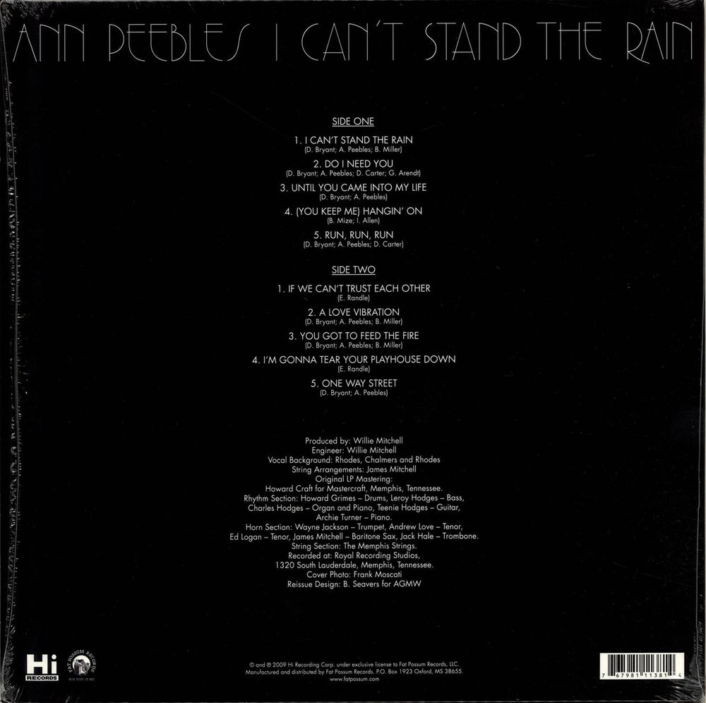 Ann Peebles I Can't Stand The Rain US vinyl LP album (LP record) 767981113814