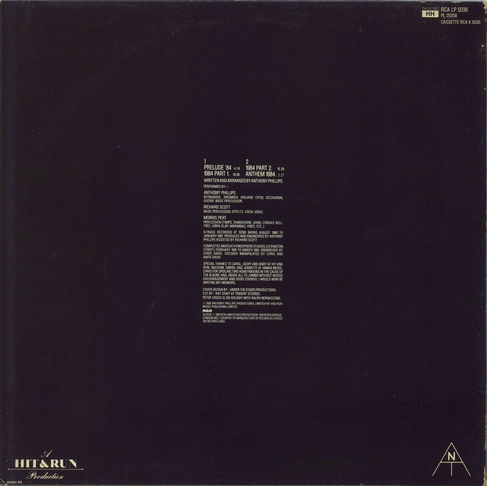 Anthony Phillips 1984 - Nineteen Eighty Four UK vinyl LP album (LP record)
