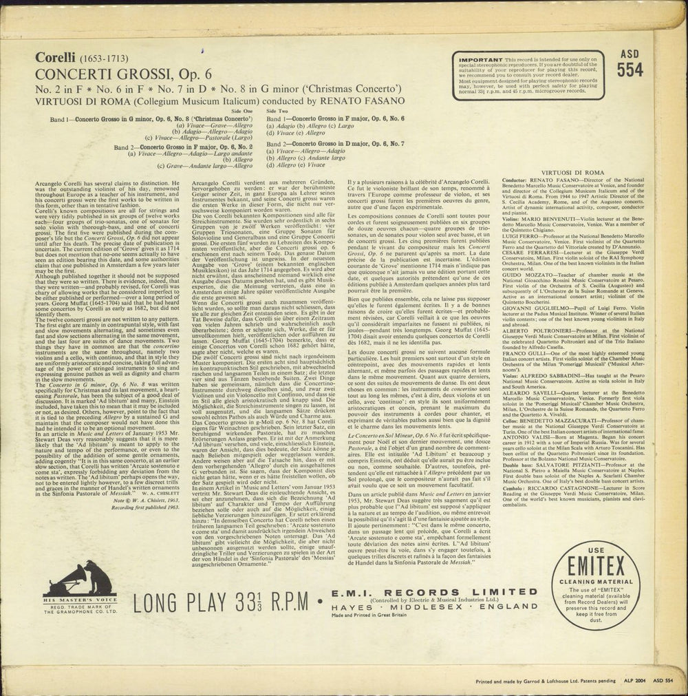 Arcangelo Corelli Corelli: 4 Concerti Grossi Op. 6 UK vinyl LP album (LP record) A3CLPCO775299