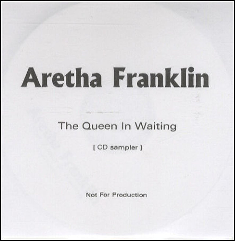 Aretha Franklin The Queen In Waiting UK Promo CD-R acetate CD-R ACETATE