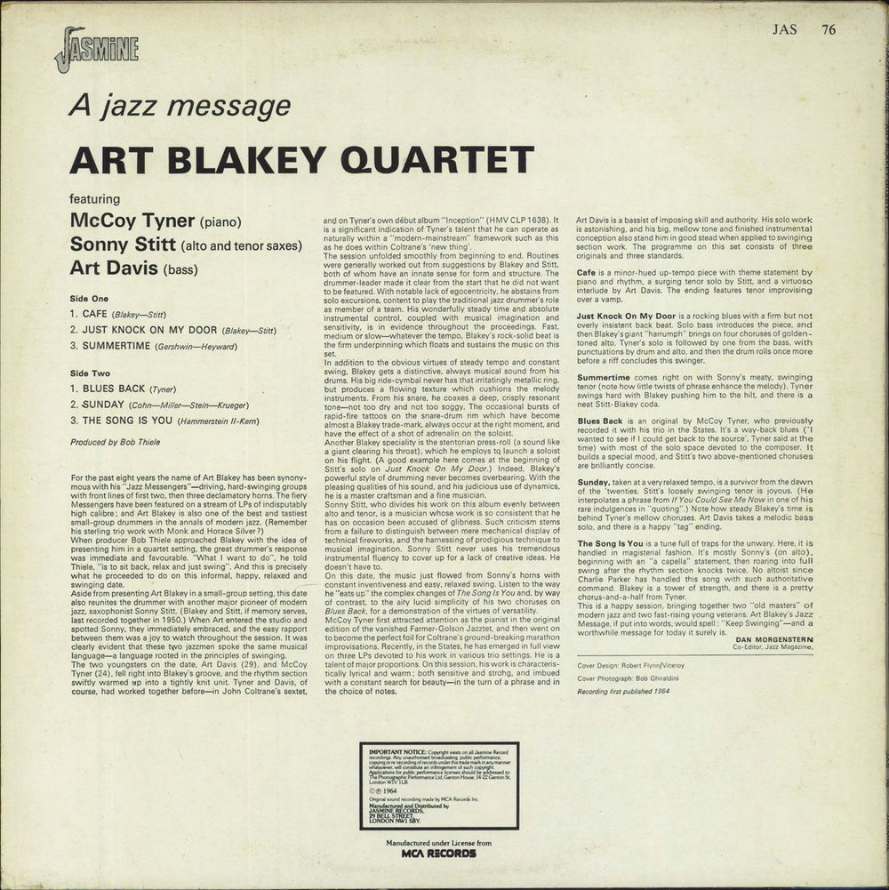 Art Blakey & The Jazz Messengers A Jazz Message UK vinyl LP album (LP record)