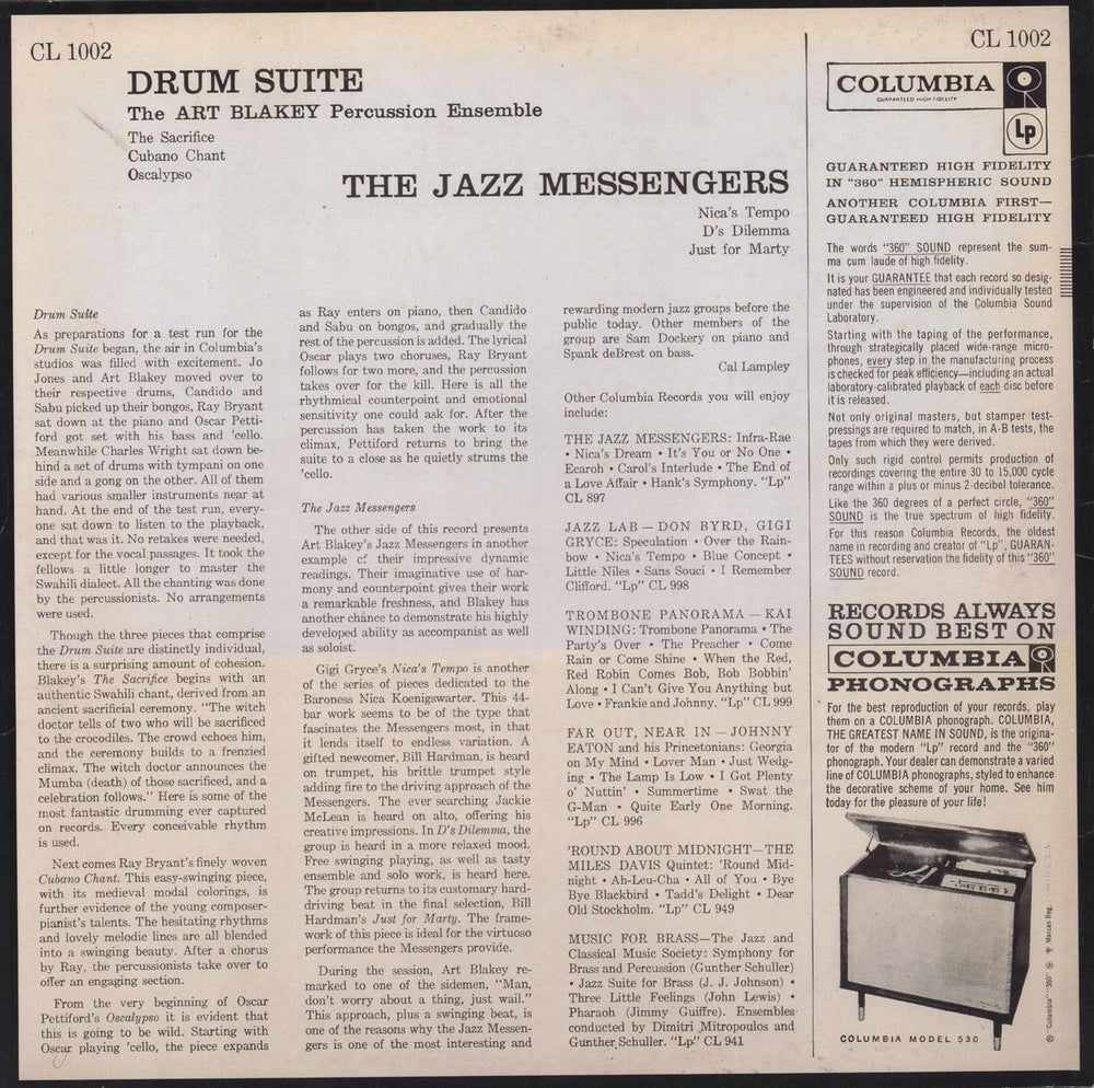 Art Blakey & The Jazz Messengers Drum Suite US vinyl LP album (LP record)