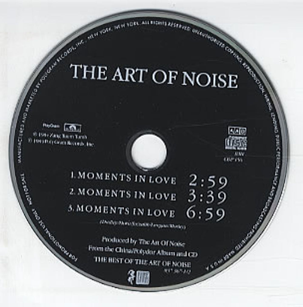 Art Of Noise Moments In Love US Promo CD single (CD5 / 5") CDP156