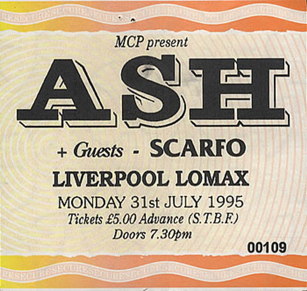 Ash Liverpool Lomax UK concert ticket USED TICKET