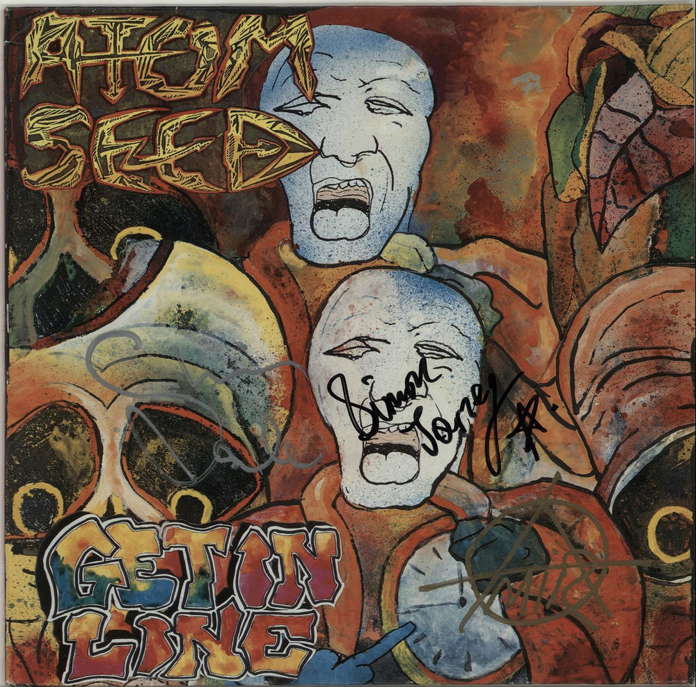 Atom Seed Get In Line - Autographed UK vinyl LP album (LP record) HMRLP163