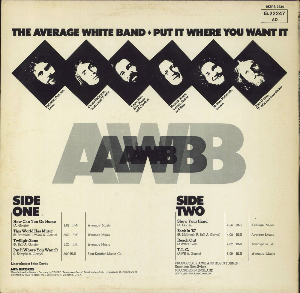 Average White Band Put It Where You Want It German vinyl LP album (LP record)