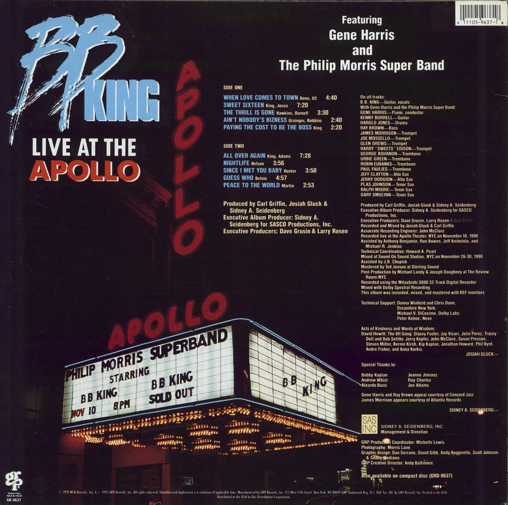 B B King B.B. King Live At The Apollo US vinyl LP album (LP record) 011105963718