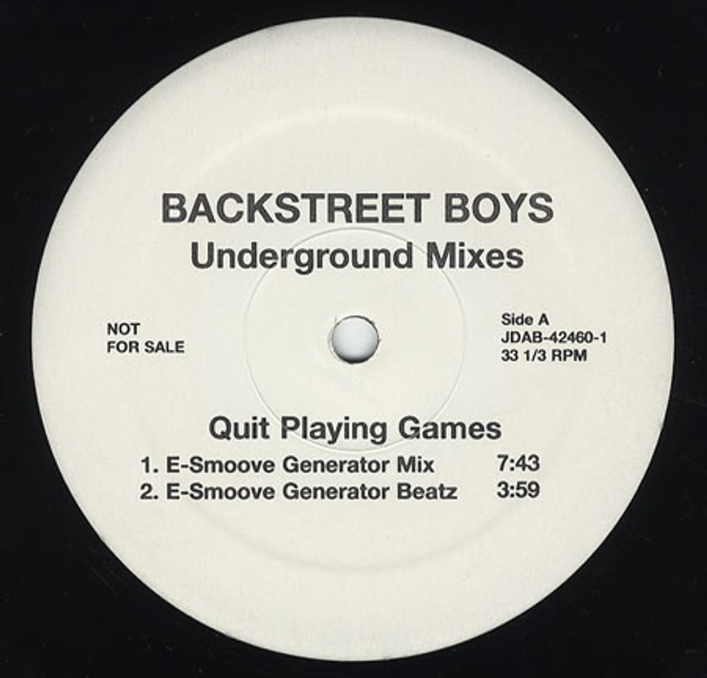 Backstreet Boys Quit Playing Games - Underground Mixes US Promo 12" vinyl single (12 inch record / Maxi-single) JDAB-42460-1