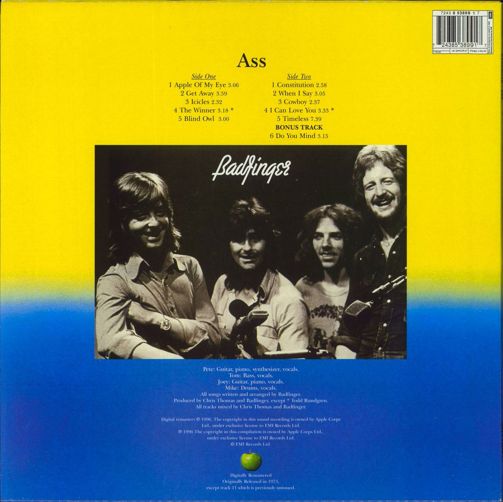 Badfinger Ass UK vinyl LP album (LP record) 724385389917