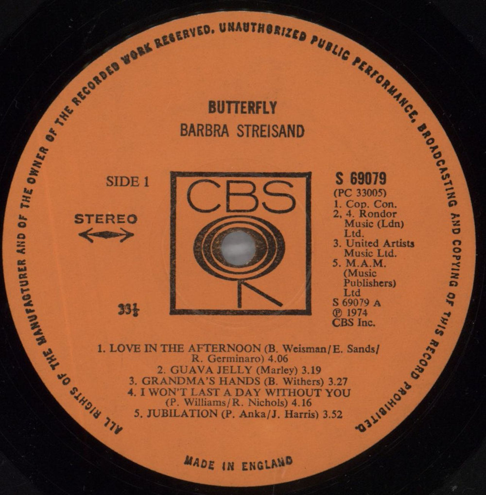 Barbra Streisand Butterfly - 1st - Title Stickered Sleeve UK vinyl LP album (LP record) BARLPBU823031