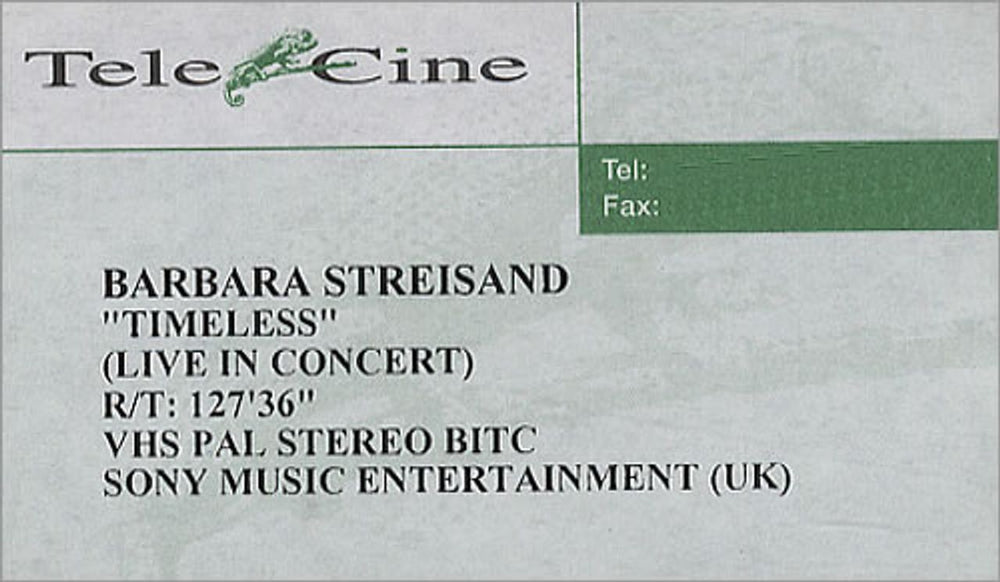 Barbra Streisand Timeless [Live In Concert] UK Promo video (VHS or PAL or NTSC) PROMO VIDEO