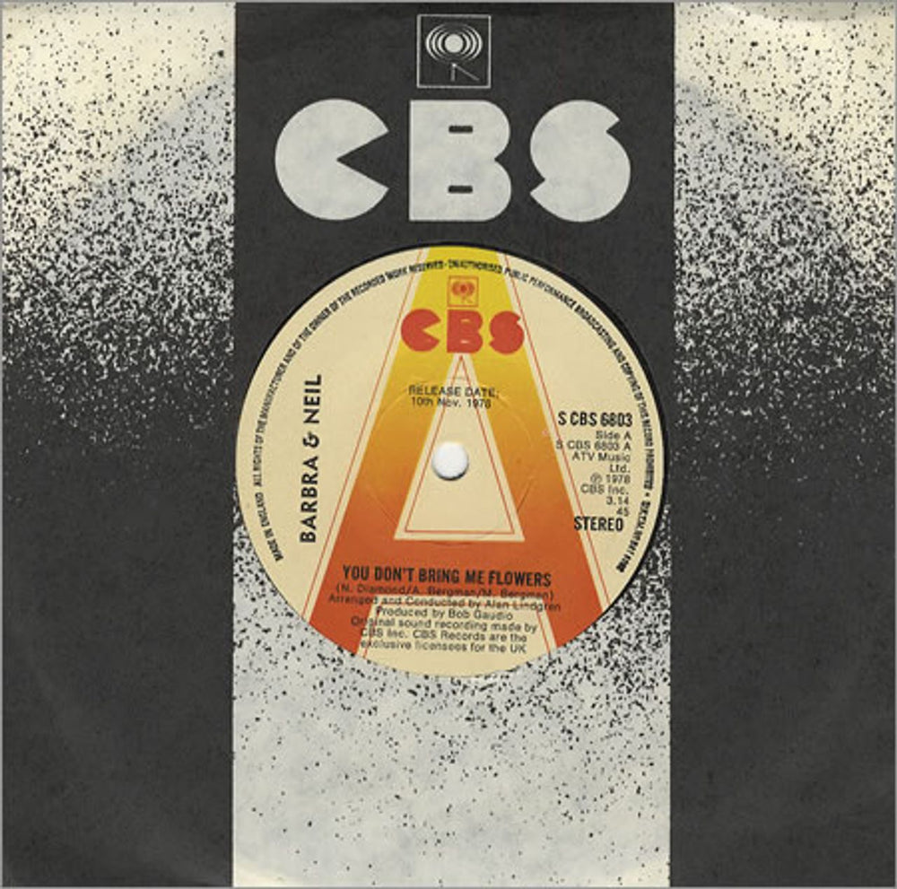 Barbra Streisand You Don't Bring Me Flowers UK Promo 7" vinyl single (7 inch record / 45) SCBS6803